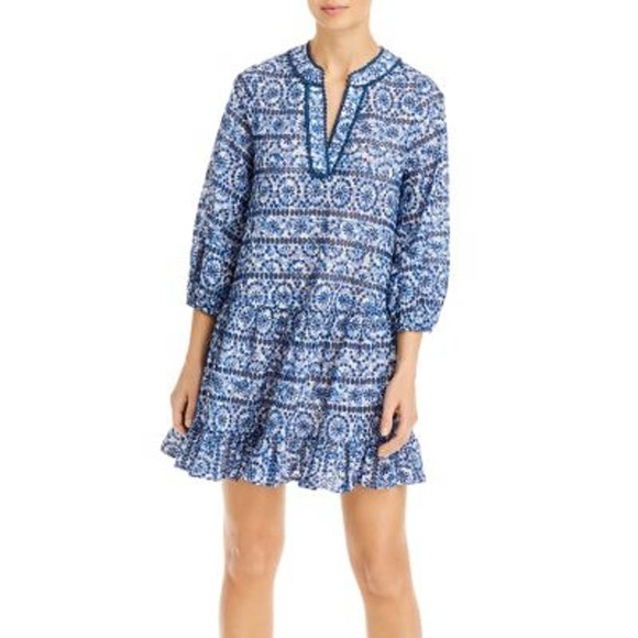 Shoshanna Ladies Blue & White Floral Print Umbrella Dress Size Medium NWT!